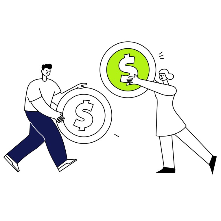 Linear style illustration representing electronic payments and digital transactions