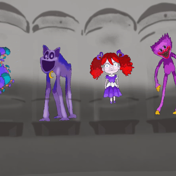 Animation of Mommy Long Legs character from Poppy Playtime game